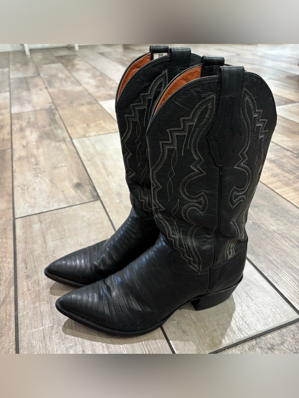 El Dorado Cowboy Boots Mens Size 9.5D Western Handmade Black Leather